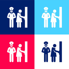 Bodyguard blue and red four color minimal icon set