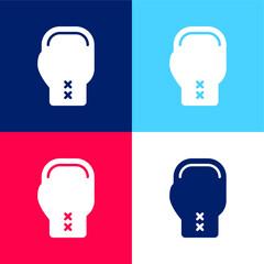 Boxing blue and red four color minimal icon set