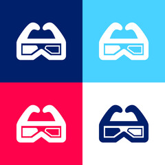 3d Glasses For Cinema blue and red four color minimal icon set