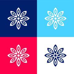 Fototapeta na wymiar Anise blue and red four color minimal icon set