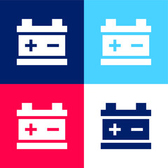 Battery blue and red four color minimal icon set