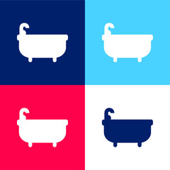 Bathtube blue and red four color minimal icon set