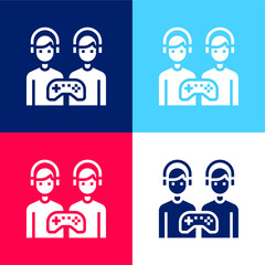 Battle blue and red four color minimal icon set