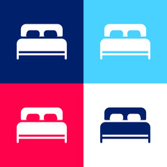 Bed blue and red four color minimal icon set