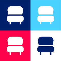 Armchair blue and red four color minimal icon set
