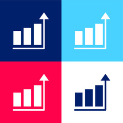 Bar Chart blue and red four color minimal icon set