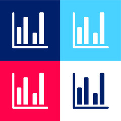 Bar Chart blue and red four color minimal icon set