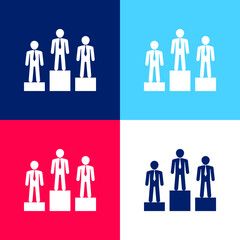Best Businessman Team Of Three blue and red four color minimal icon set