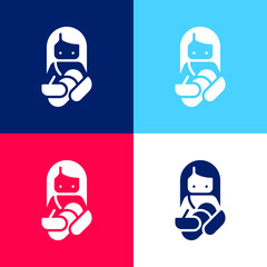 Breastfeeding blue and red four color minimal icon set