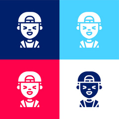 Fototapeta premium Boy blue and red four color minimal icon set