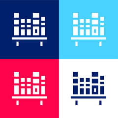 Books blue and red four color minimal icon set