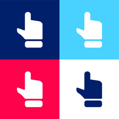 Black Hand Finger Pointing Up blue and red four color minimal icon set