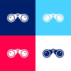 Binocular blue and red four color minimal icon set