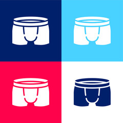 Boxers blue and red four color minimal icon set