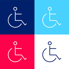 Accessibility Sign blue and red four color minimal icon set