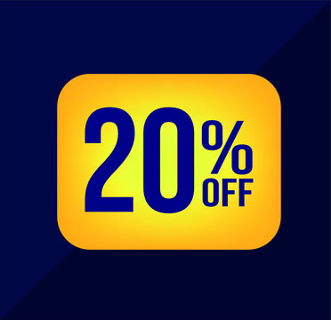 20 percent off, yellow ballon on a blue background,sale.