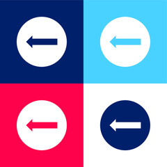 Arrow Pointing To Left In A Circle blue and red four color minimal icon set