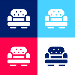Armchair blue and red four color minimal icon set