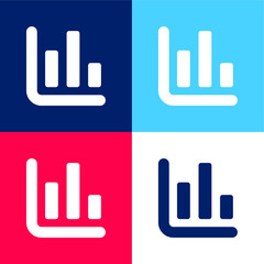 Bar Stat blue and red four color minimal icon set
