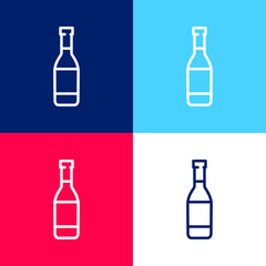 Beer Bottle blue and red four color minimal icon set