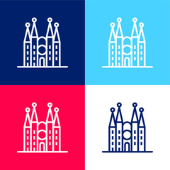 Barcelona blue and red four color minimal icon set