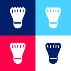 Badmintom Cock blue and red four color minimal icon set