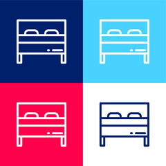 Bed blue and red four color minimal icon set