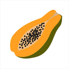 Fototapeta premium Isolated papaya on white background for fabric design. Vector illustration background. Cartoon vector illustration. Colorful flat vector illustration. Vector isolated illustration. 