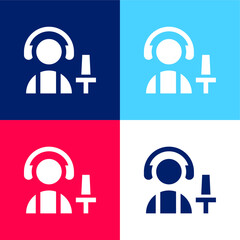 Aircraft blue and red four color minimal icon set
