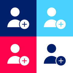 Add User blue and red four color minimal icon set