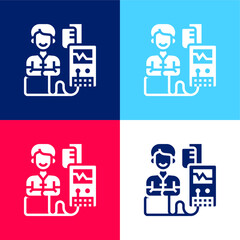 Blood Donation blue and red four color minimal icon set
