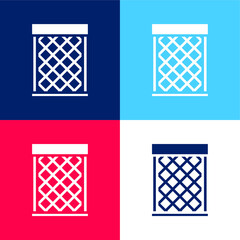 Bin blue and red four color minimal icon set