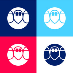 Braces blue and red four color minimal icon set
