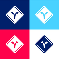 Bifurcation Signal blue and red four color minimal icon set