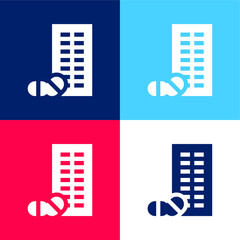 Blister blue and red four color minimal icon set