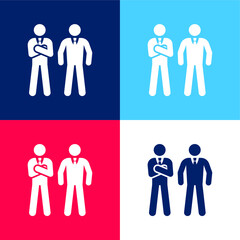 Bodyguard blue and red four color minimal icon set