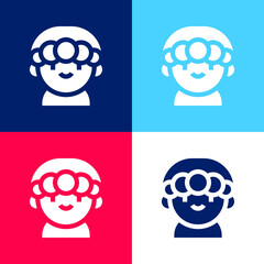 Boy blue and red four color minimal icon set