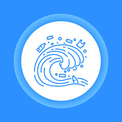 Ocean pollution color glyph icon. Eco problems. Isolated vector element.