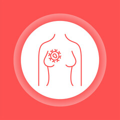 Breast cancer color button icon. Female disease. Oncology.