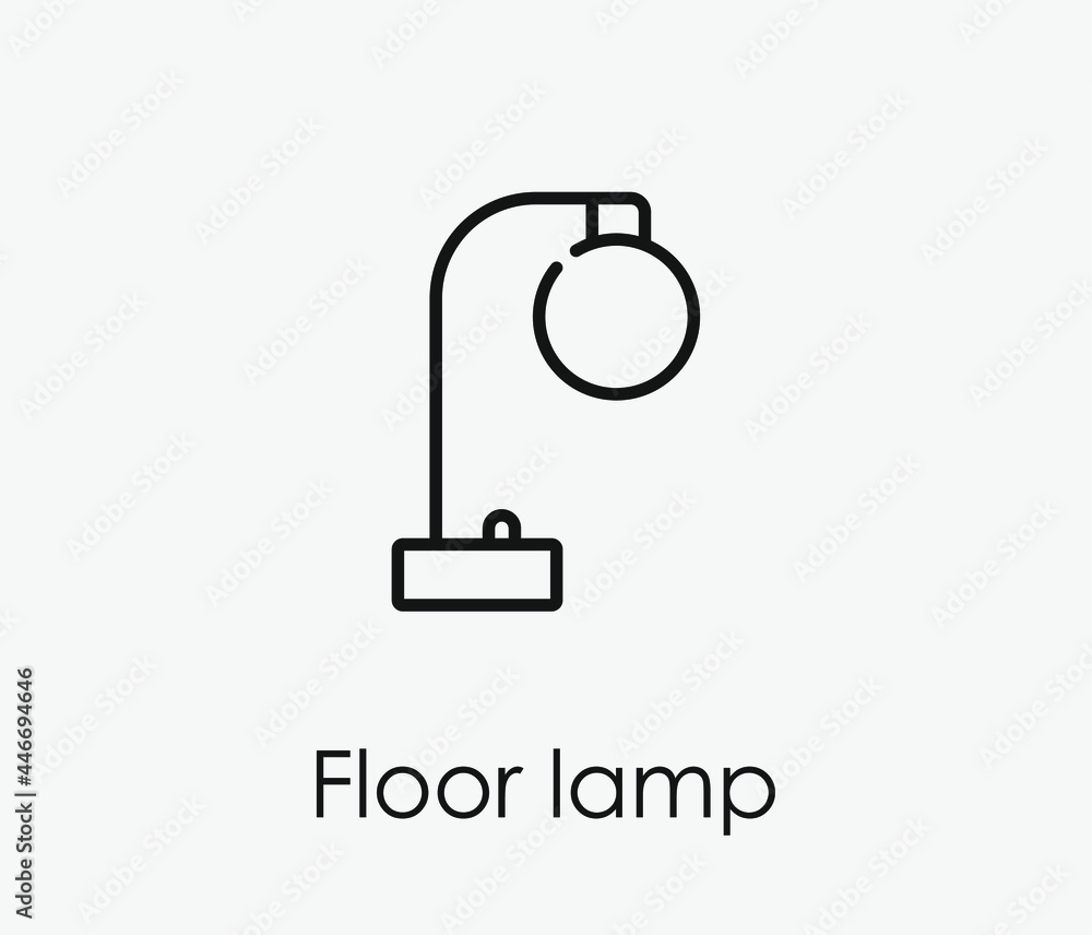 Poster floor lamp vector icon. editable stroke. symbol in line art style for design, presentation, website 