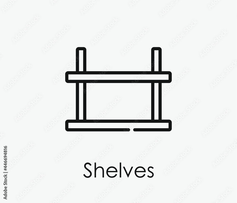Poster shelves vector icon. editable stroke. symbol in line art style for design, presentation, website or 