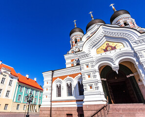 Naklejka premium Exterio of the Alexander Nevsky Cathedral in Tallinn in Estonia, Eastern Europe
