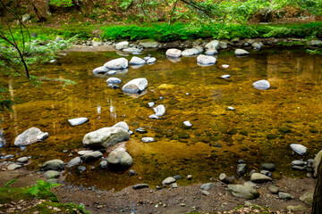 Clear water of a mountain stream in Newbury, New Hampshire.
