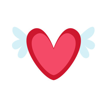 Isolated heart shape with wings sketch Vector