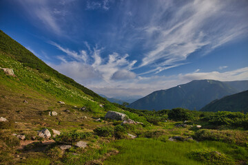Fototapeta premium northern alps trekking, kasagatake, washibadake, suishodake, kurobegorodake 北アルプス笠ヶ岳、鷲羽岳、水晶岳、黒部五郎岳縦走登山 