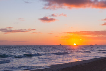Landscape of Dominican republic, sunrise at Punta Cana beach