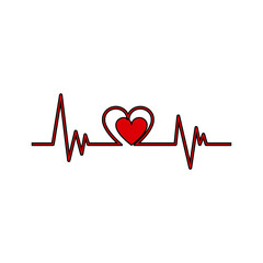 Isolated electrocardiogram with a heart shape icon Vector