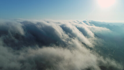 Obraz premium Aerials Malibu Santa Monica Mountains Sunset Misty Covered, California