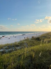 Upper view of Destin, Florida beach at sunset