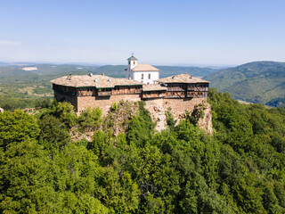 Aerial view of Medieval Glozhene Monastery of Saint George, Bulgaria